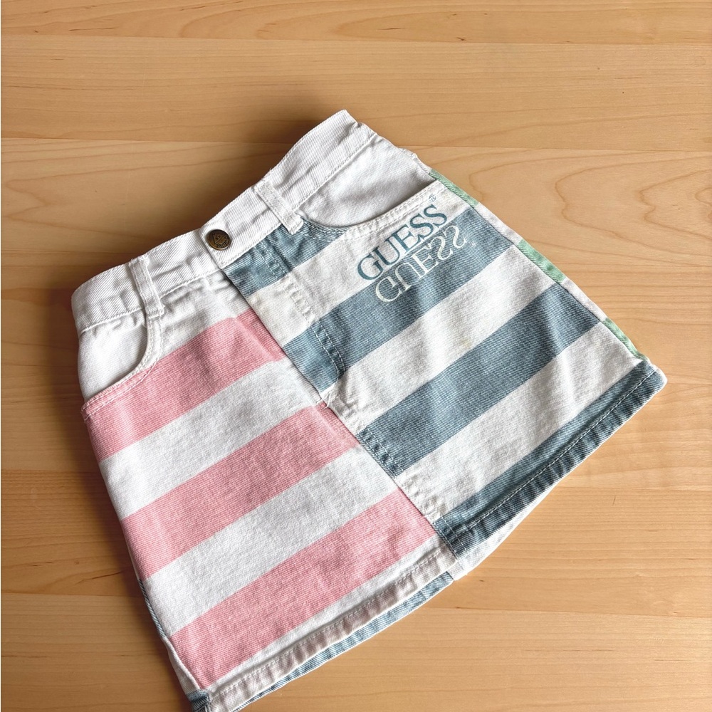 Vintage Guess Multicolor Striped denim Skirt 5Y Kids